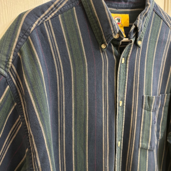 Duckhead Men’s Striped Flannel Button Down Navy Blue Green Vintage 90s Y2K XL - Picture 13 of 13
